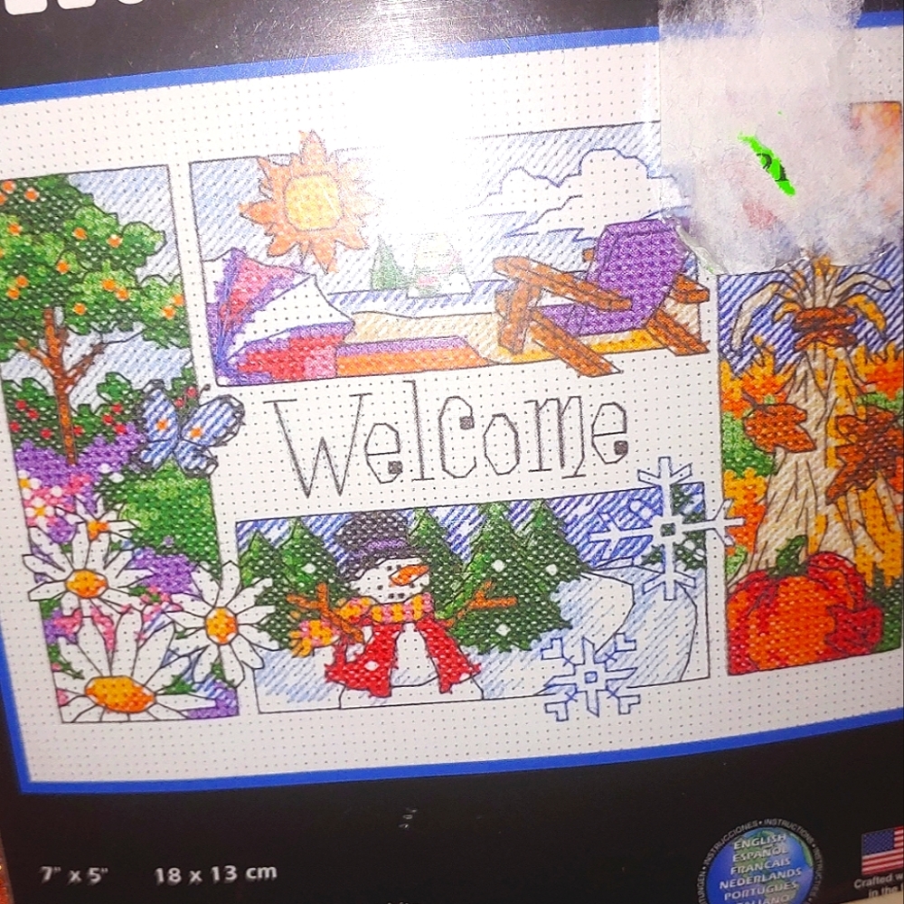 Seasonal Welcome Counted Cross Stitch Kit Dimensions Autumn Winter Pumpkin Snow